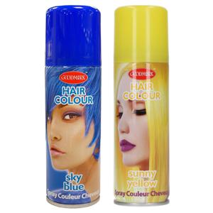 Set van 2x kleuren haarverf/haarspray van 125 ml - Blauw en Geel