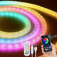 waterdichte geweven ledstrip licht ws2811 rgbic geweven siliconen neon adresseerbare droomkleur usb led-lichtstrip met 15 mm 360 graden verlichting 2,4 g draadloze bluetooth muziek-app Lightinthebox