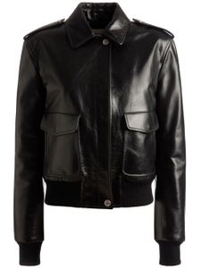 Bally cargo-pockets leather bomber jacket - Noir