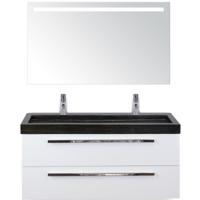 Seville Badmeubelset 120 cm - 2 Laden Wit Hoogglans - Wastafel Lucca Enkel met Sence Spiegel