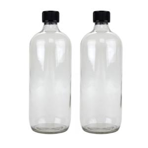 1x Glazen flessen met schoefdop rond 1000 ml   -