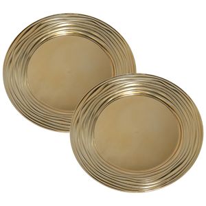 Set van 2x stuks kerstdiner onderborden rond goud glimmend 33 cm