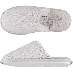 Dames instap slippers/pantoffels gebreid grijs maat 37-38