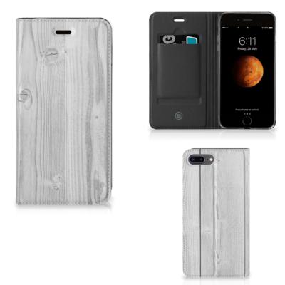 Apple iPhone 7 Plus | 8 Plus Book | Wallet Case | White Wood