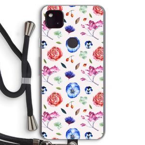 Bloemetjes: Pixel 4a 5G Transparant Hoesje met koord