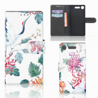 Sony Xperia XZ1 Telefoonhoesje met Pasjes Bird Flowers - thumbnail