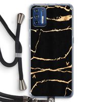 Gouden marmer: Motorola Moto G9 Plus Transparant Hoesje met koord