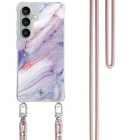 Samsung Galaxy S25 FE hoesje met rosegoud koord - Marmer paars