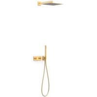 Regendouche set Tres B-System | Inbouw | Thermostaatkraan | 2-weg | Rechthoekig | 24k Goud mat
