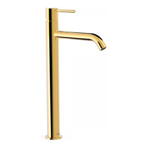 Wastafelkraan Tres Study | Opbouw | Mengkraan | Hoog model | 1-knop | Rond | 24k Goud glans