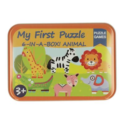 Mijn Eerste 6 Puzzzels in Blik - Wilde Dieren