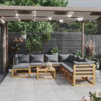 9-delige Loungeset met kussens massief acaciahout