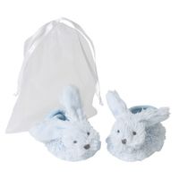 Pluche blauwe konijnen baby slofjes - thumbnail