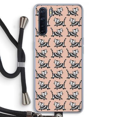 Zwarte poes: Oppo A91 Transparant Hoesje met koord