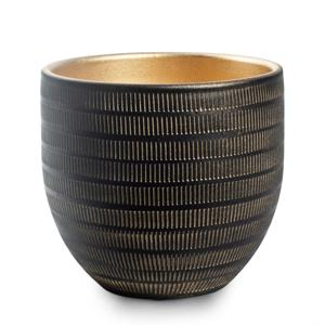 Plantenpot/bloempot Beau - zwart/goud - keramiek - D24 x H22 cm