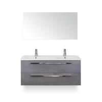 Seville Badmeubelset 120 cm - 2 laden Beton Antraciet - Wastafel Enjoy Dubbel - met Spiegel