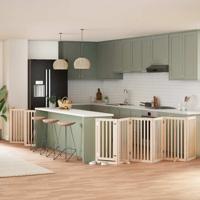 Hondenhek inklapbaar met deur 15 panelen 750 cm populierenhout