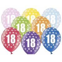 Ballonnen 18 jaar - 6x - 30 cm - sterretjes - 18e verjaardag/jubileum - versiering