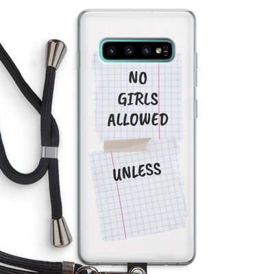 No Girls Allowed Unless: Samsung Galaxy S10 Plus Transparant Hoesje met koord