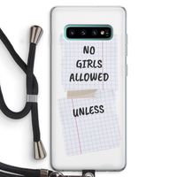 No Girls Allowed Unless: Samsung Galaxy S10 Plus Transparant Hoesje met koord