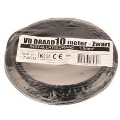 VD draad 10M zwart 1,5mm²