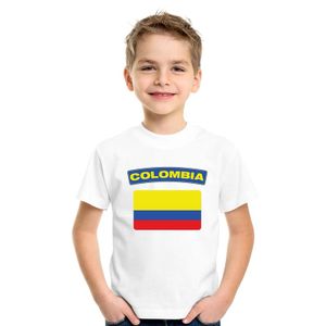 T-shirt met Colombiaanse vlag wit kinderen