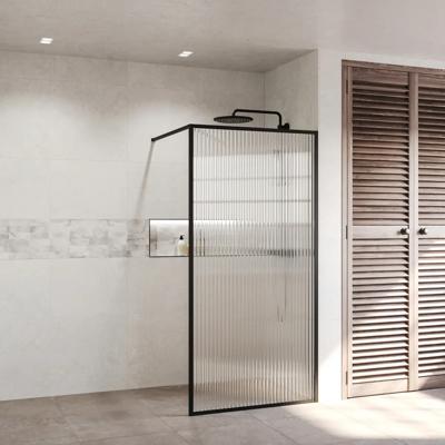 BWS Douchewand Ribbel 100x200 | Helder | Mat Zwart | Inloopdouche Boss & Wessing