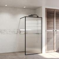 BWS Douchewand Ribbel 100x200 | Helder | Mat Zwart | Inloopdouche Boss & Wessing