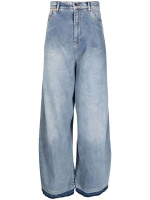 Natasha Zinko jean ample à détails de zips - Bleu