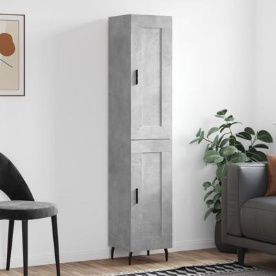 Hoge kast 34,5x34x180 cm bewerkt hout betongrijs