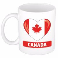 Hartjes vlag Canada koffiemok - drink beker - white - 300 ml - supporters