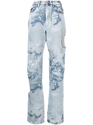 Off-White jean à détails de découpes - Bleu