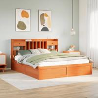 Bedframe zonder matras massief grenenhout wasbruin 200x200 cm
