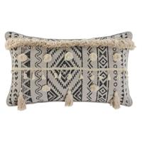 Kussen Home ESPRIT Wit Zwart Boho 50 x 8 x 30 cm
