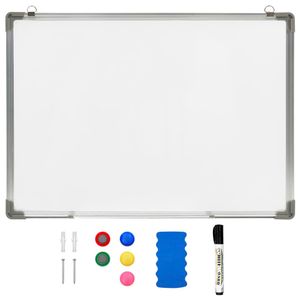 VidaXL Whiteboard magnetisch 90x60 cm staal wit