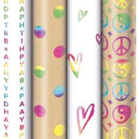 Geschenkpapier Rainbow, 70 cm x 1,5 m, 4 verschillende motieven