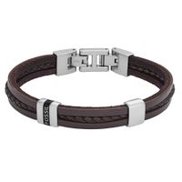 Fossil JF04133040 Armband Drew leder-staal zilverkleurig-bruin - thumbnail