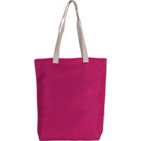 Jute canvas katoenen schoudertasje - roze - 38 x 42 cm - Boodschappentas