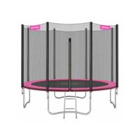 Trampoline met met veiligheidsnet beklede stangen, Roze / 305 cm