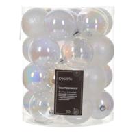 Kerstballen - 50x st - transparant parelmoer - D6 cm - kunststof - kerstversiering