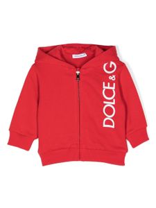 Dolce & Gabbana Kids hoodie zippé à logo imprimé - Rouge