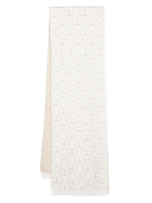 TWINSET écharpe à motif Oval T en jacquard - Blanc