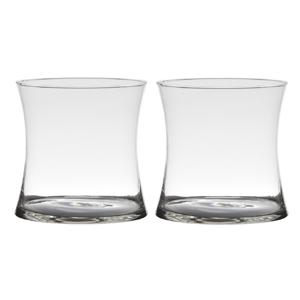 Set van 2x stuks vaas - x-vorm - transparante - 15 x 15 cm - glas - bloemenvaas - vazen