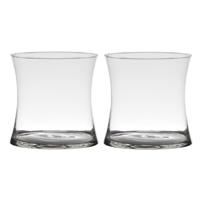 Set van 2x stuks vaas - x-vorm - transparante - 15 x 15 cm - glas - bloemenvaas - vazen