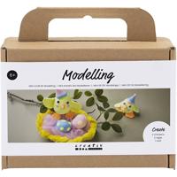 Creativ Company Mini hobbyset boetseren, paasproducten, lichtblauw, oranje, pastel roze, lichtgeel, 1 doos