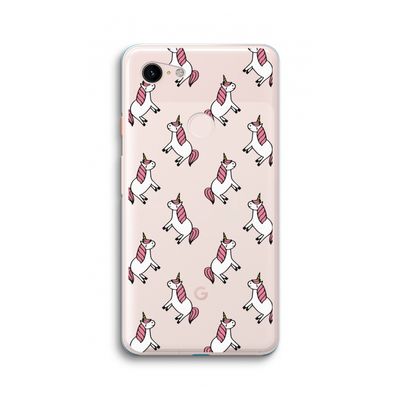 Eenhoorns overal: Google Pixel 3 XL Transparant Hoesje
