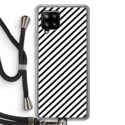 Strepen zwart-wit: Samsung Galaxy A42 5G Transparant Hoesje met koord