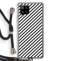 Strepen zwart-wit: Samsung Galaxy A42 5G Transparant Hoesje met koord