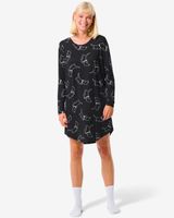 HEMA Takkie Damesnachthemd Micro Zwart (zwart) - thumbnail