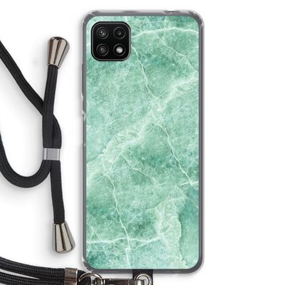 Groen marmer: Samsung Galaxy A22 5G Transparant Hoesje met koord